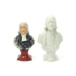 Two Staffordshire pearlware busts of John Wesley, c.1815-25, the larger left in the white and with