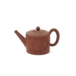 A Staffordshire redware small teapot and cover, c.1760, the cylindrical form applied with two