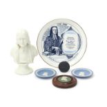 Two Wedgwood portrait plaques of John Wesley, 19th/20th century, one Jasperware, modelled in white