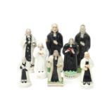 Eight ceramic figures of John Wesley, c.1830 and later, most Staffordshire pottery, variously