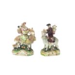 A pair of Staffordshire figures of the Welsh Tailor and his wife, early 19th century, after