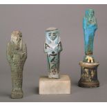 Three Egyptian faience shabtis Third Intermediate Period - Late Period circa 1069 - 332BC