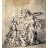 French School c.1800 A marriage witnessed by angels and gods Pencil with grisaille wash 24 x 22cm;