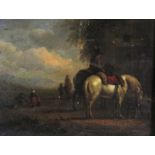 Follower of Philips Wouwerman Travellers outside an inn Oil on panel 15 x 19.5cm; 6 x 7¾in