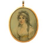 λ Attributed to Richard Cosway (1742-1821) Portrait miniature of a lady, head and shoulders