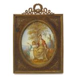 λ After Angelica Kauffman R.A. Portrait miniature of Rebecca Lady Rushout and her daughter Oval,