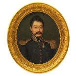 λ French School c.1810 Portrait of a French Officer, in black uniform wearing the order of the