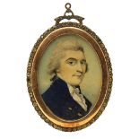 λ Richard Bull (fl.1777-1809) Portrait miniature of a gentleman, head and shoulders in a blue coat