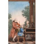 After Louis de Carmontelle (French 1717-1806) Mozart and his family Coloured stipple engraving 32