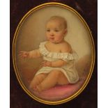 λ Karl Teibler (Austrian 1821-1895) Portrait miniature of a child, full length seated Signed and