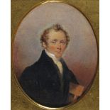 E. W. Thompson (1770-1847) Portrait miniatures of a gentleman, seated wearing black and a lady