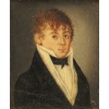 λ French School 19th Century Portrait miniature of Emile Chevilley (2nd June 1797-14th April 1823)