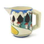 'May Avenue' a rare Clarice Cliff Bizarre Eton jug, painted in colours, printed factory mark, 14.