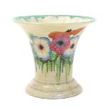 'Anemone' a Clarice Cliff 615 vase, ribbed flaring form, painted in colours printed factory marks,