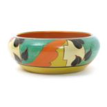 'Feather and Leaves' a Clarice Cliff Fantasque Bizarre Hiawatha bowl, painted in colours printed