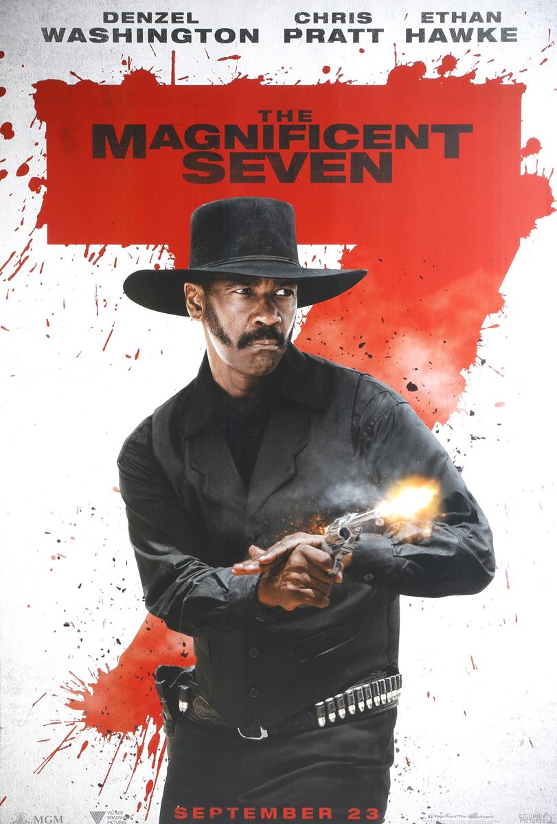 The Magnificent Seven three extremely large film posters, featuring Denzel Washington, Ethan Hawke