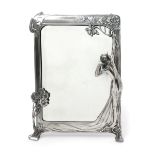 A large Art Nouveau W.M.F electroplated table mirror, model no.131, rectangular on easel back,