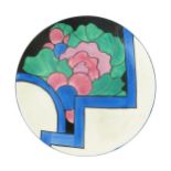 'Latona Dahlia' a Clarice Cliff Bizarre wall plaque, painted in colours on a Latona ground,