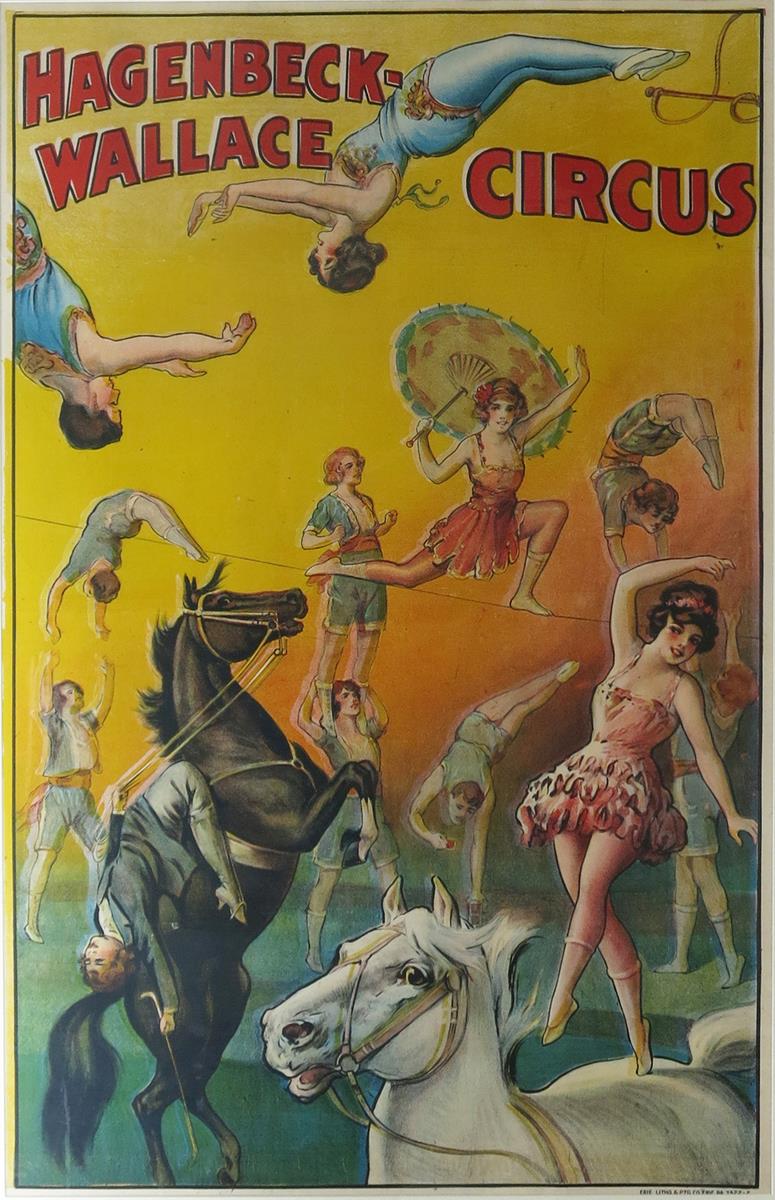 Hagenbeck-Wallace Circus a poster, lithograph in colours, printed by Erie Litho & Ptg Company,