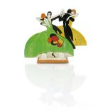 'Age of Jazz' a rare Clarice Cliff Bizarre table centrepiece, model no.434, modelled as two pairs of
