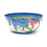 'Rudyard' a Clarice Cliff Fantasque Bizarre bowl, painted in colours with blue, green and pink bands