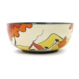 'House and Bridge' a Clarice Cliff Fantasque Bizarre bowl, painted in colours, the interior with