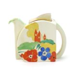 'Alton' a Clarice Cliff Bizarre Stamford teapot and cover, painted in colours printed factory marks,