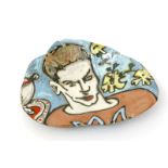 ‡ Jane Staniland a freeform platter, painted to the front with a portrait of Chris, the reverse with