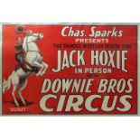 Jack Hoxie in Person a Downie Brothers Circus poster, lithograph in colours printed by Erie