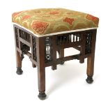 An Anglo-Persian stool probably retailed by Liberty & Co, square section, square section legs with