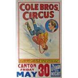 Hubert Castle a Cole Brothers Circus poster, lithograph in colours printed by Erie Litho & Ptg