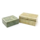 λ A shagreen and ivory rectangular box, with hinged cover, green stained shagreen with ivory band to