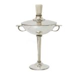 λ A Charles Boyton silver and ivory cup and cover, the domed base supporting slender, flaring