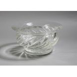 A large Seguso Murano glass bowl, with a spiral ribbed body, etched signature 'Seguso' to the
