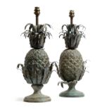 A pair of tôle pineapple table lamps, with shades, 37.4cm high (excluding fittings). (2) Provenance: