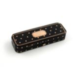 λA George III gold-mounted tortoiseshell toothpick box, unmarked circa 1800, rectangular form,