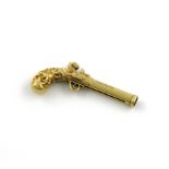 A Victorian novelty gold pencil, by S. Mordan and Co, also marked 6 July 1840, modelled as a pistol,