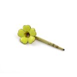 A Victorian novelty gold and enamel pencil, probably by S. Mordan, modelled as a primrose flower,