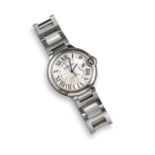 CARTIER - a gentleman's stainless steel Ballon Bleu bracelet watch reference W69012Z4, Silver dial