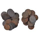 A collection of British 18th Century copper halfpenny tokens, including: Chichester, 1794, Queen