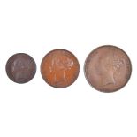 A collection of British coins, mainly copper and bronze, including: Victoria copper penny, 1854, 4