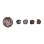 Ancient Rome: a small collection of coins, including denarii, antoninianii, and others; together