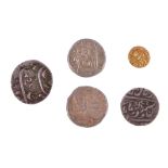 India, five coins: Vijayanagara, Krishnaraya Deva (1509-29), gold pagoda, 3.37g, very fine; Mughal