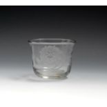 A small Jacobite fingerbowl, c.1760, the rounded body with everted rim, engraved with a seven-