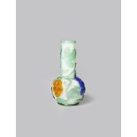 A SMALL CHINESE BEIJING OVERLAID GLASS BOTTLE VASE 18TH CENTURY With a circular body and a tall neck