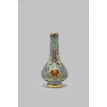 A CHINESE CLOISONNE 'LOTUS' VASE QIANLONG MARK AND OF THE PERIOD 1736-95 The pear-shaped body with a