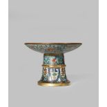A CHINESE CLOISONNE CIRCULAR STAND LATE MING DYNASTY Decorated with stylised lotus flowers and