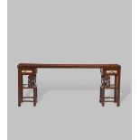 A CHINESE HARDWOOD PAINTING TABLE LATE QING DYNASTY With a long rectangular top supported on two