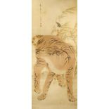 TWO SCROLL PAINTINGS 19TH/20TH CENTURY One depicting a large tiger, its head turned to dexter and
