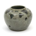A Charles Vyse stoneware vase, dated 1928, shouldered form, covered to the foot with an ash glaze,